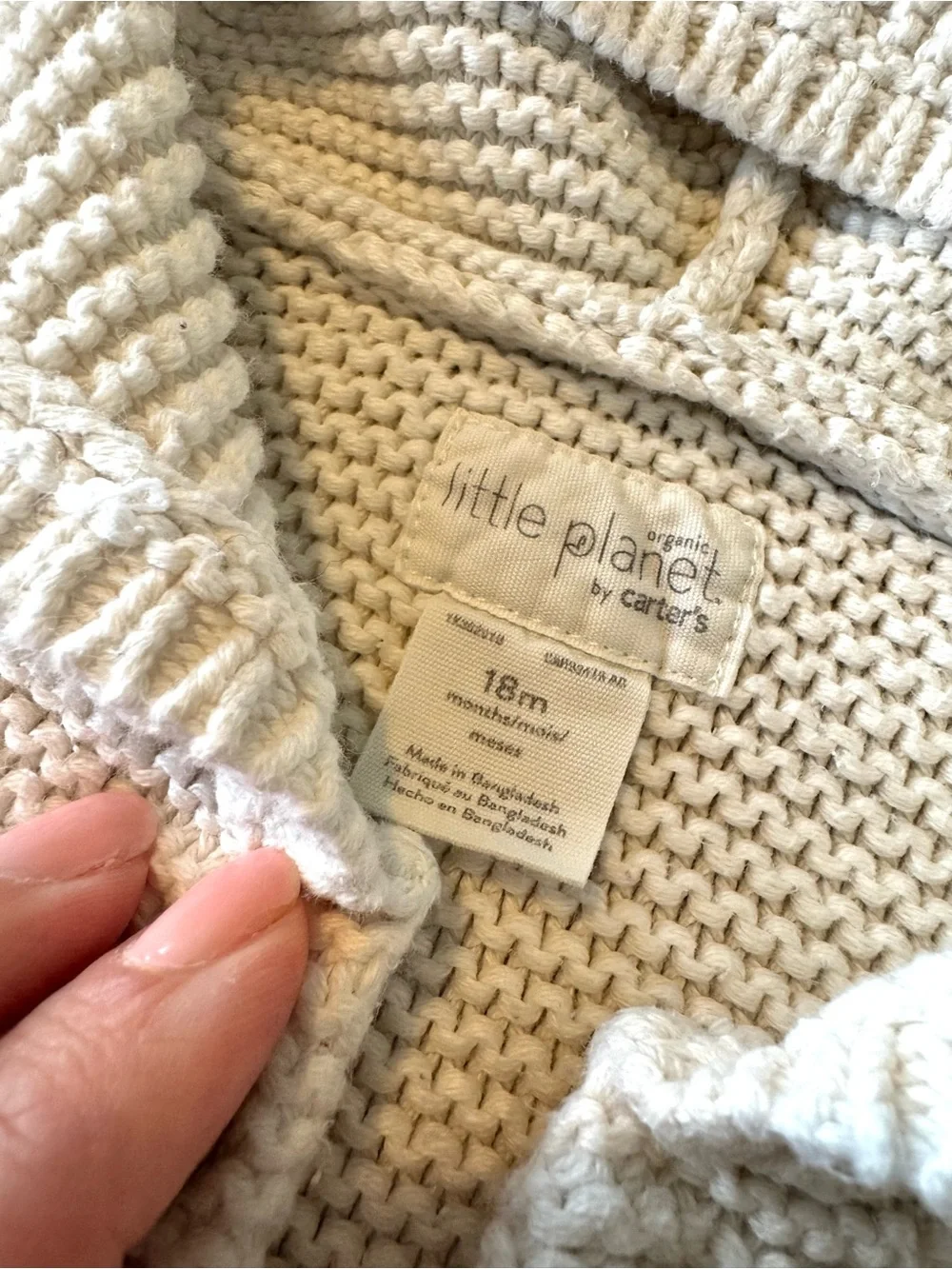 Little Planet by Carter’s Baby Organic Cotton Signature Stitch Cardigan - Cream